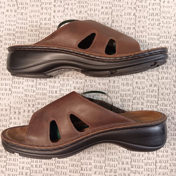 Naot women's brown leather and suede slide sandals sz 38 EU / 7 -7.5 US - Picture 4 of 14